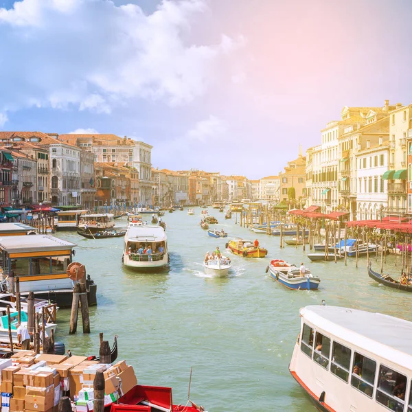 Grand Canal during the day in Venice. Italy — Stock Photo, Image