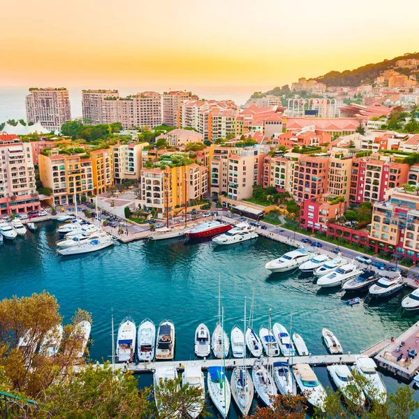 Vista panorâmica de Port de Fontvieille em Mônaco. Costa do Azur . — Fotografia de Stock