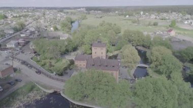 Castle-müze Radomysl - Ukrayna Müzesi ev simgeler havadan görünümü