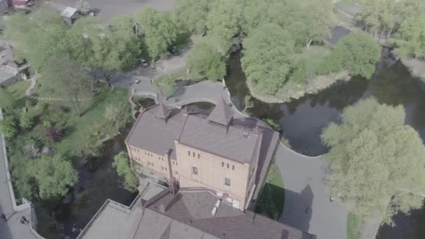 Aerial view of Castle-museum Radomysl - the museum of Ukrainian home icons — Stock Video