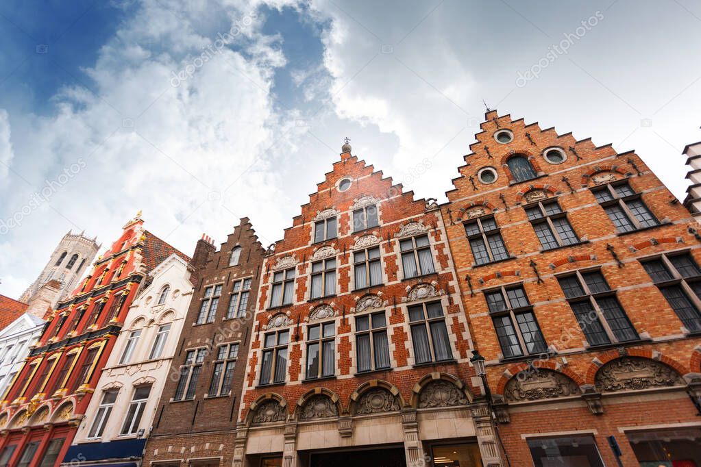 Noordzand street with Flemish houses, Bruges, Belgium