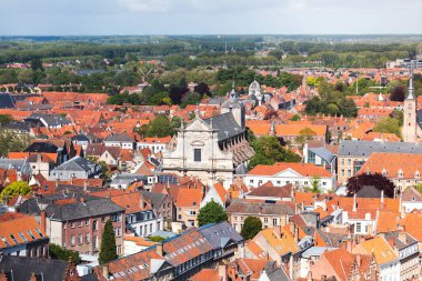 Belçika 'nın Bruges kentinin panoramik hava manzarası