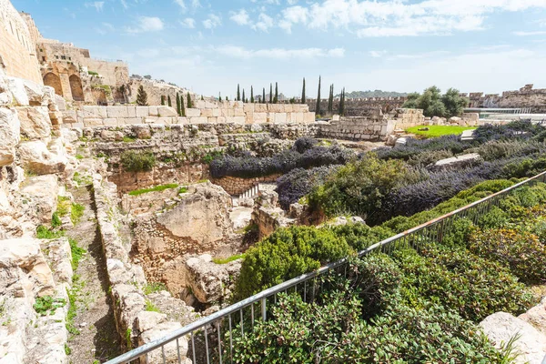 Sitio arqueológico cerca de la ciudad de David en Jerusalén, Israel — Foto de Stock