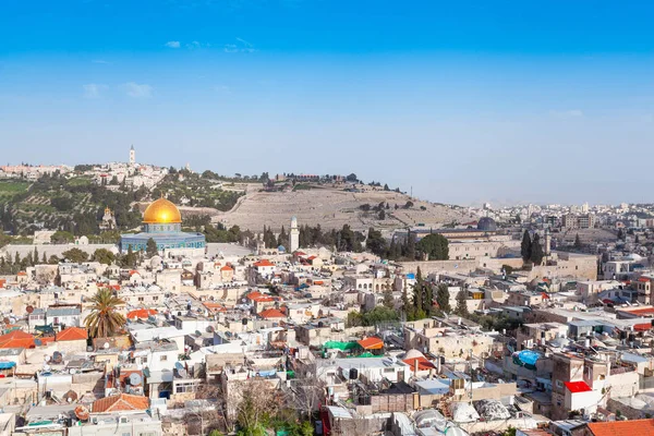 Panorama aéreo de la ciudad vieja de Jerusalén, Israel — Foto de Stock