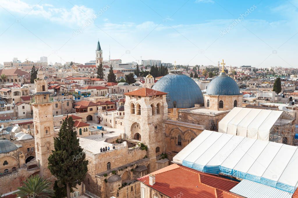 Church of the Holy Sepulcher, Jerusalem, Israel. Top view.