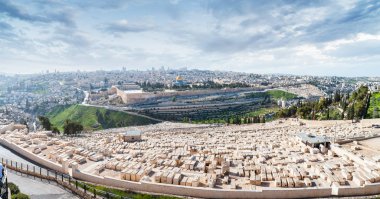View from the Mount of Olives to Dome of the Rock and the old city of Jerusalem, Israel