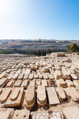 View from the Mount of Olives to Dome of the Rock and the old city of Jerusalem, Israel