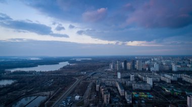 Ukrayna, Kiev 'deki Troeschina konutlarının panoramik hava manzarası
