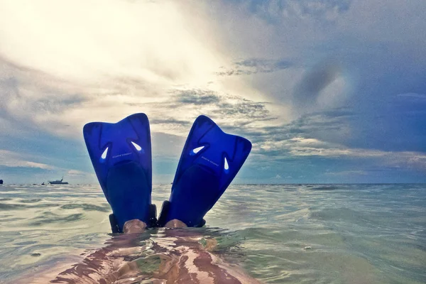 海で水泳の足ひれ — ストック写真