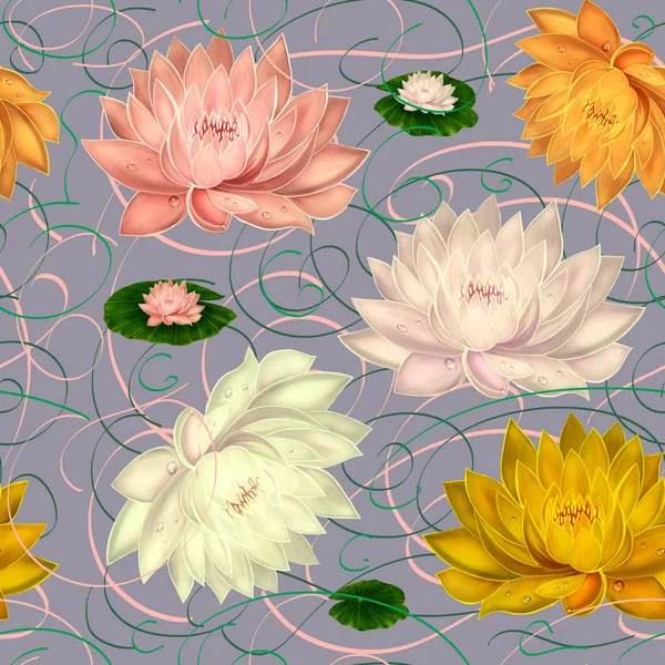 Water Lilies on a Gray Background