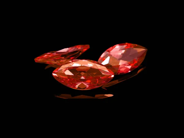 Red semiprecious stone of marquise shape — Stock Photo, Image