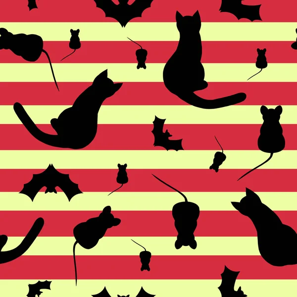 Bright striped pattern with cat and mouse — 스톡 사진