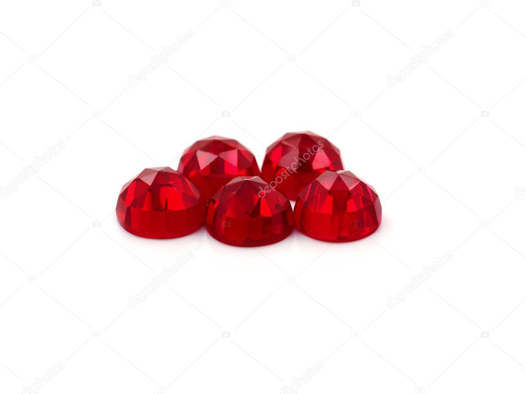 Rose cut red ruby cabochons