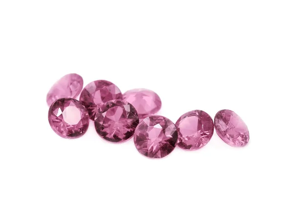 Pink Tourmaline Diamond Cut Gems White Background — Stock Photo, Image