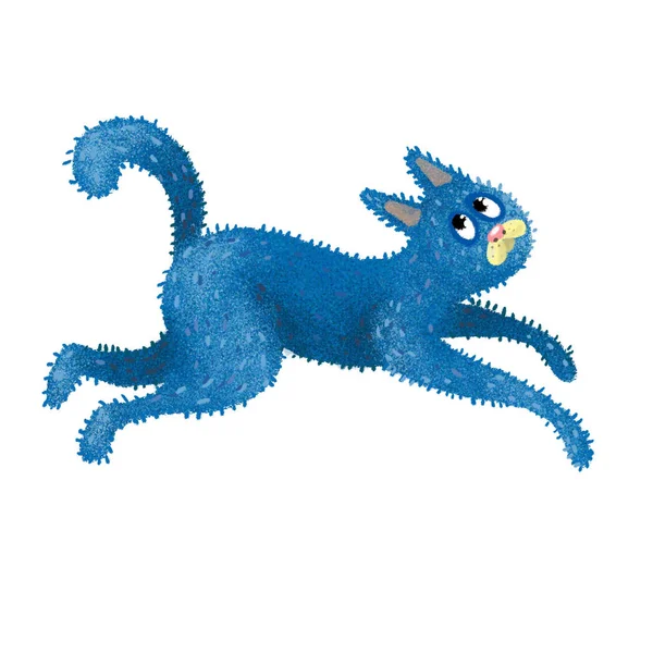 the blue cat is running