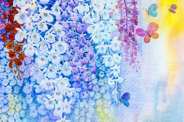 Painting imagination colorful of beauty orchid flowers with butt