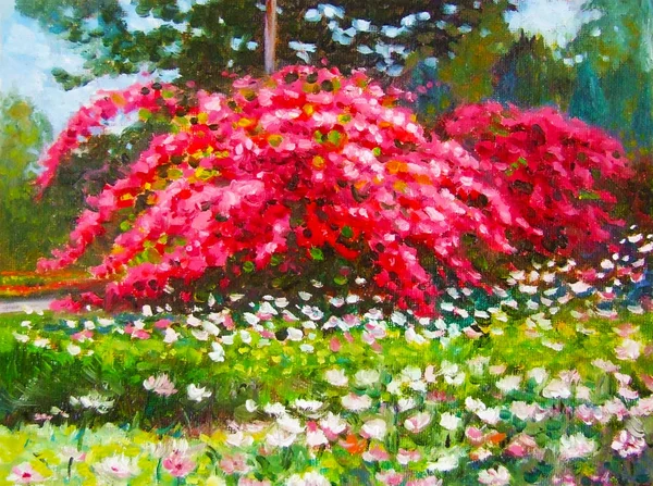 Colorato di albero di fiori di carta ed emozione in giardino — Foto Stock