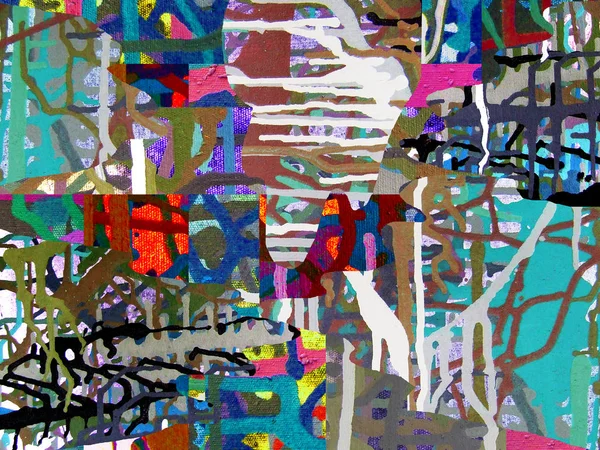 Arte abstrata pintura a cores acrílica sobre tela de backgr colorido — Fotografia de Stock