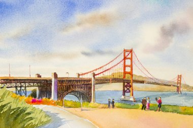 Golden gate bridge - sightseeing in San Francisco, USA clipart
