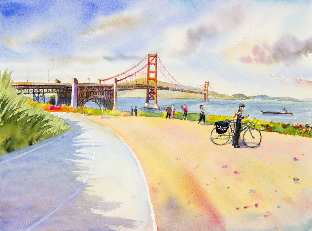 Golden gate bridge - sightseeing in San Francisco, USA.