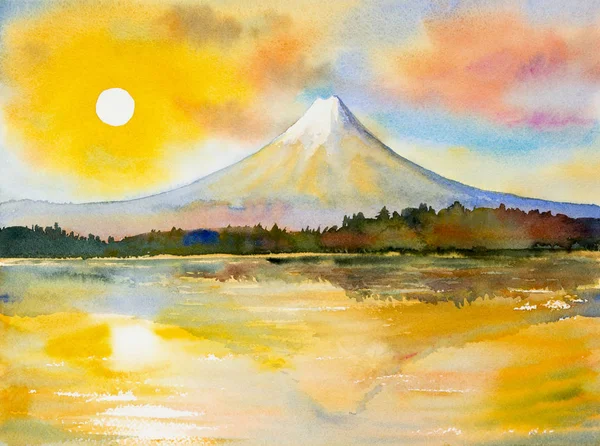 Mount Fuji, jeziora Kawaguchi w zachód słońca. — Zdjęcie stockowe