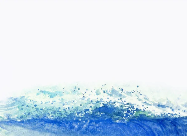 Watercolor painting background big sea wave. — Stock Photo, Image