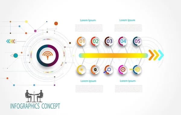Infographic şablon zaman çizelgesi teknolojisi hi-tech dijital ve eng — Stok fotoğraf