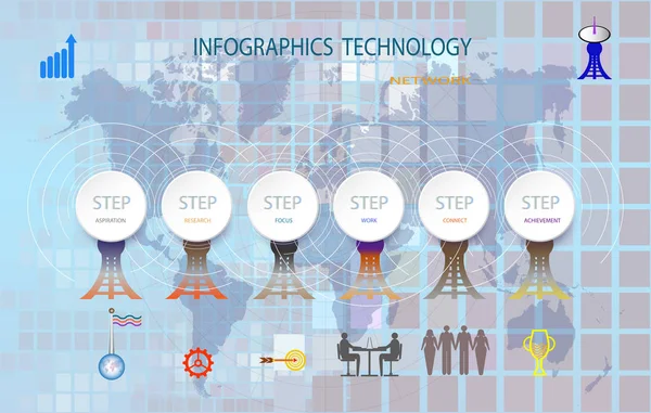 Infographic şablon zaman çizelgesi teknolojisi hi-tech dijital ve eng — Stok fotoğraf