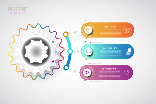 Infográficos de negócios integrados timeline Design Template 3 passo — Fotografia de Stock