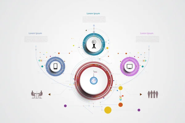 Infographic technology template timeline hi-tech digital and eng — Stock fotografie