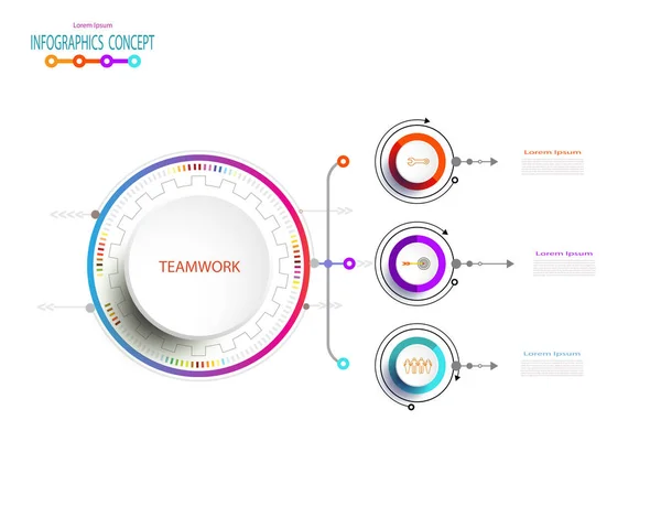 Infografische Etikettengestaltung mit Symbolen und 3 Optionen. — Stockfoto