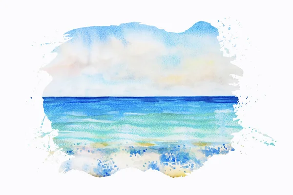 Watercolor seascape painting colorful nature. — Stock Photo, Image