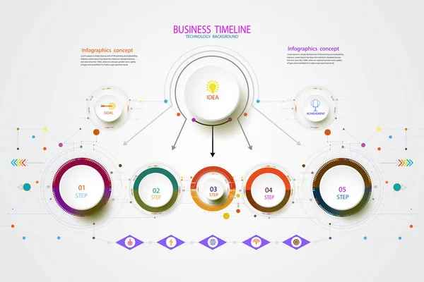 Vektorová infografická šablona technologie časové osy s 3 kroky. — Stock fotografie