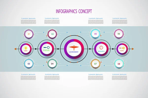 Vektor infographic mall med nummer 8 steg — Stockfoto