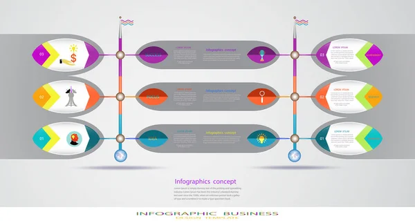 Iinfograficzny szablon linii czasowej 3d z ikoną marketingu — Zdjęcie stockowe