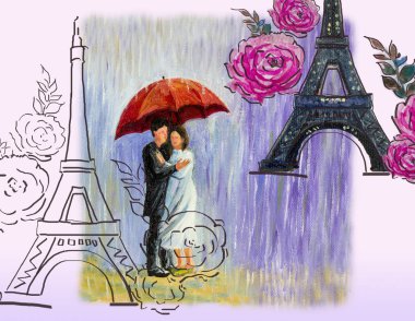 Картина, постер, плакат, фотообои "эйфелева башня с розовыми цветами
. картина стиль", артикул 332756080