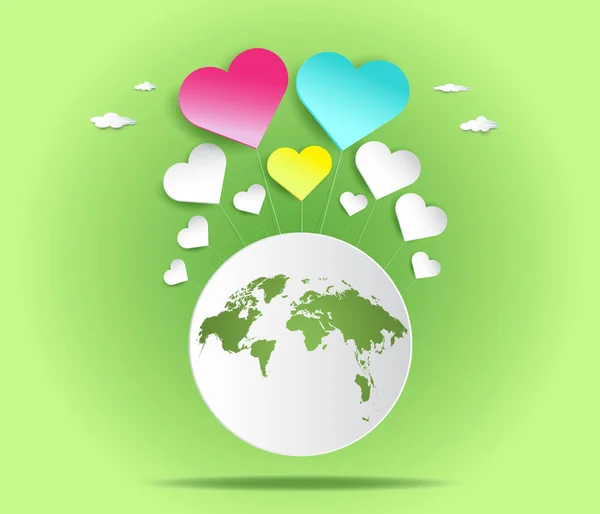 Lovely heart with green earth concept. — Stock Photo, Image