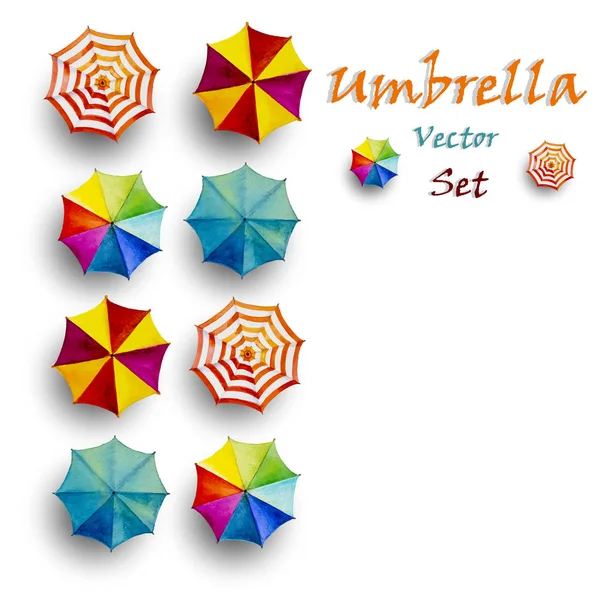 Multi barevný deštník, akvarel Horní pohled. — Stock fotografie