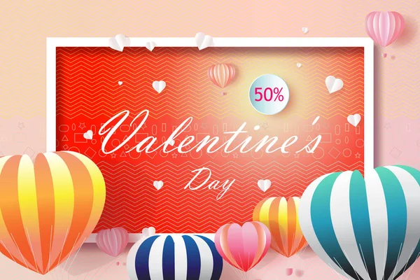 Valentines Day Business Happy Sale Background Heart Balloons Shaped Vector — Stock Photo, Image