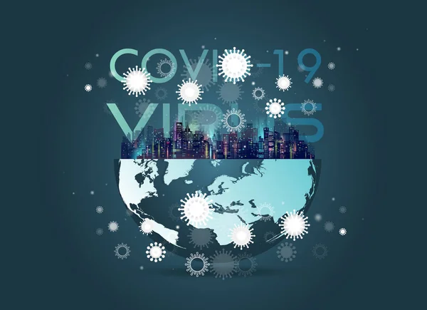Virus Ataque Mundo Brote Coronavirus Tonos Azules Propagación Del Virus — Foto de Stock