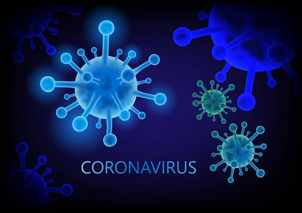 符号的设计一个爆发进入抽象的蓝色背景 Corona病毒流行或Covid Coronavirus病感染医学隔离 概念的矢量图解 — 图库照片