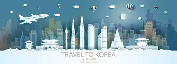 Uçuş Balonla Güney Kore Nin Simgelerini Gezmek Panorama Manzaralı Şehir — Stok fotoğraf