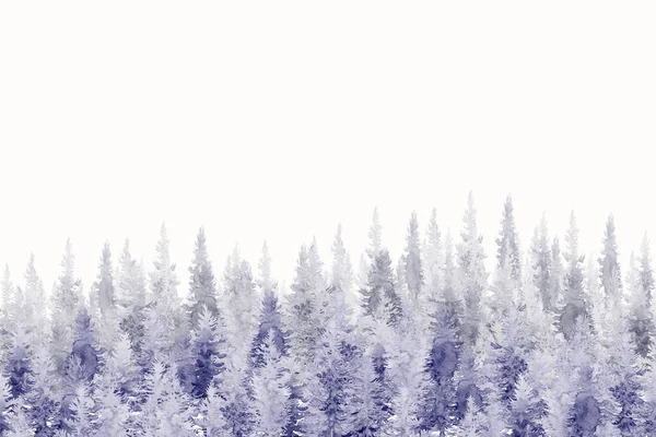 Watercolor Painting Isolated Forest Background Blue Gray Winter Spring Woods — Stock Photo, Image