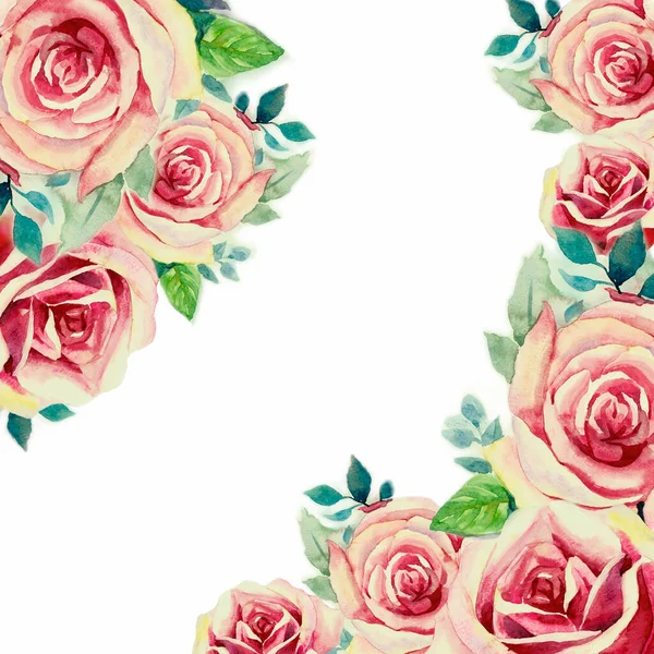 Весільна Листівка Запрошення Валентин Новорічна Листівка Яскравими Рожевими Квітами Троянд — стокове фото