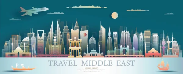 Middle East Landmarks Asia Colorful Ancient Modern Architecture Background Tourism — Stock Photo, Image