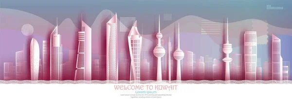 Reisen Sie Kuwait Wahrzeichen Mit Modernem Gebäude Skyline Wolkenkratzer Business — Stockfoto