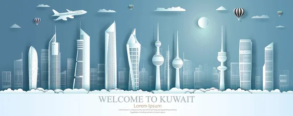파노라마 가지고 쿠웨이트 여행하면 경관을 배경으로 수있다 포스터와 엽서를 — 스톡 사진