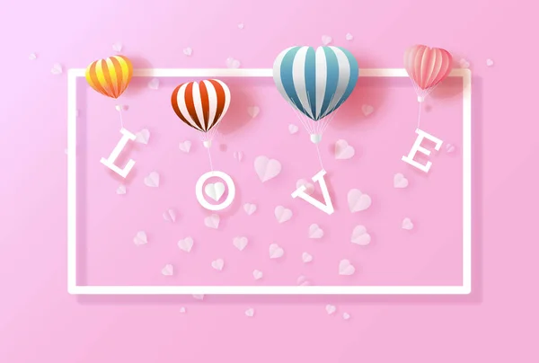 Воздушные Шары Любят День Святого Валентина Сердцем Розовом Фоне Юбилея — стоковый вектор
