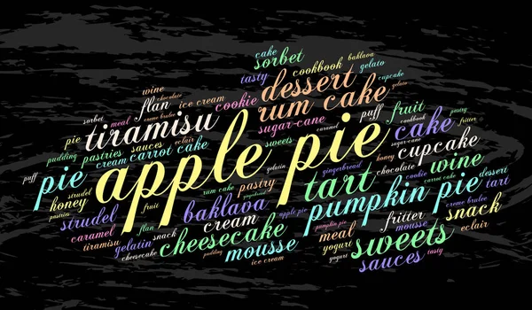 Apple Pie Word Cloud Grunge Background Food Concept — Stock Vector