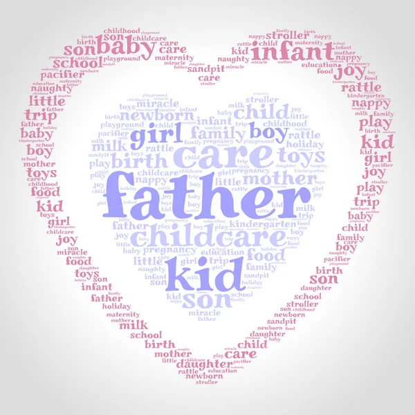 Father Word Cloud One Heart Another Heart Gradient Grey Background — Stock Vector